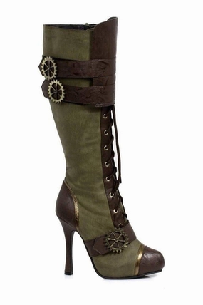 420-QUINLEY Knee Boot  | Green Faux Leather