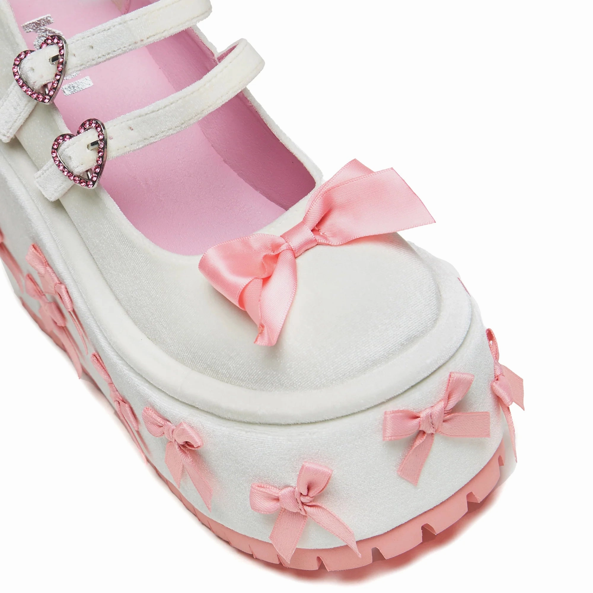 A Courtship of Bows Platform Mary Janes - Cream