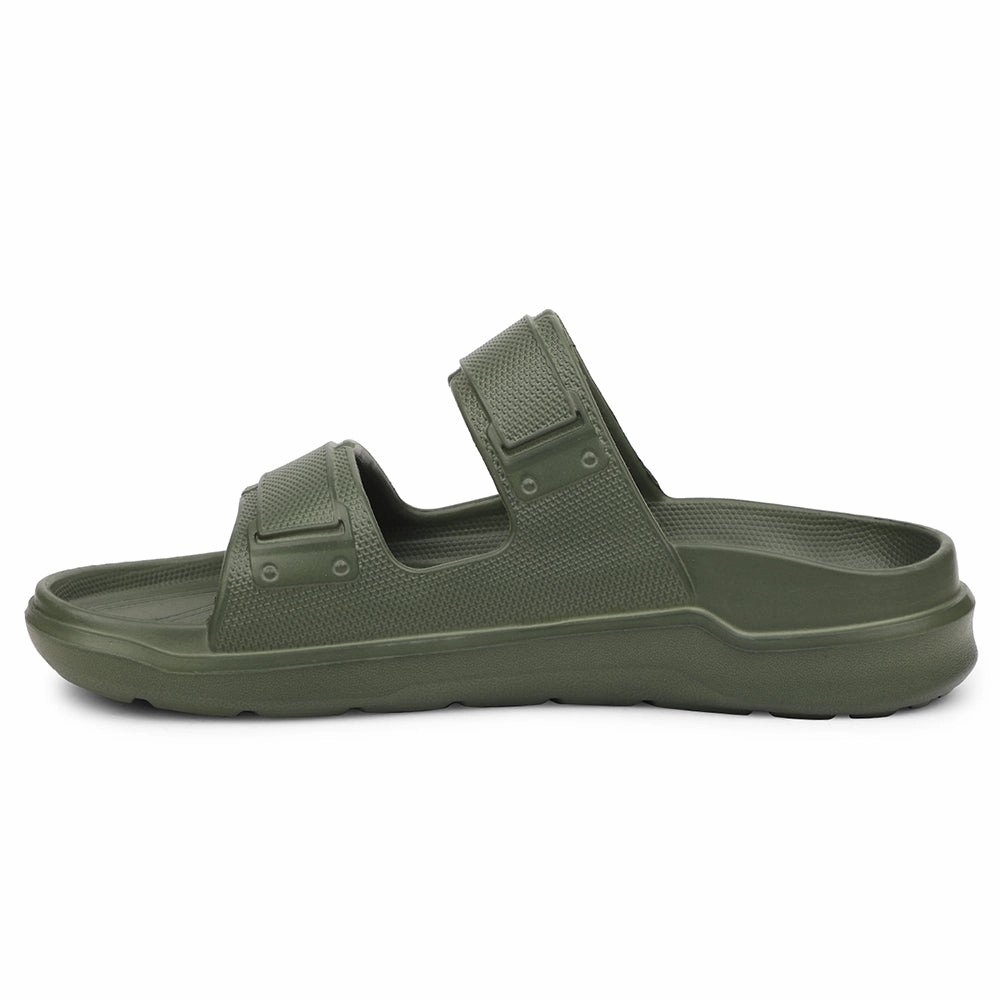 A-HA Olive Green Casual Slides For Men FDL-2 By Liberty