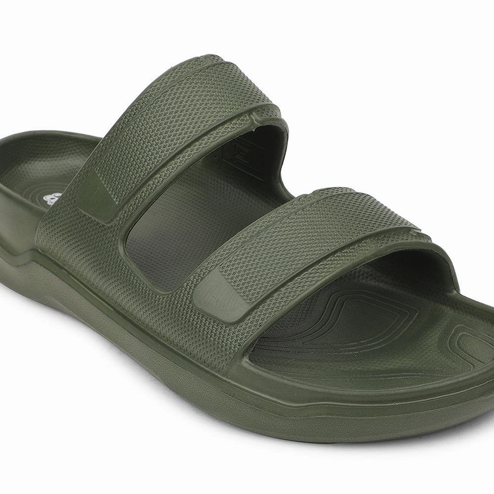 A-HA Olive Green Casual Slides For Men FDL-2 By Liberty