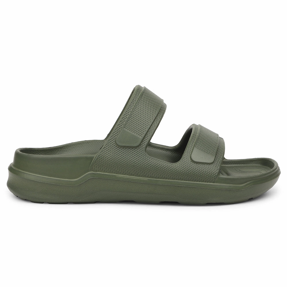 A-HA Olive Green Casual Slides For Men FDL-2 By Liberty