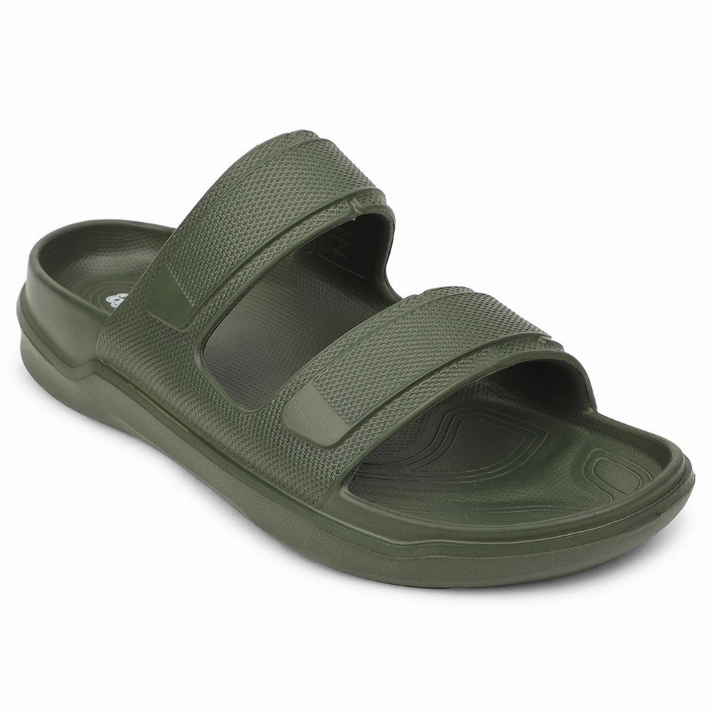 A-HA Olive Green Casual Slides For Men FDL-2 By Liberty