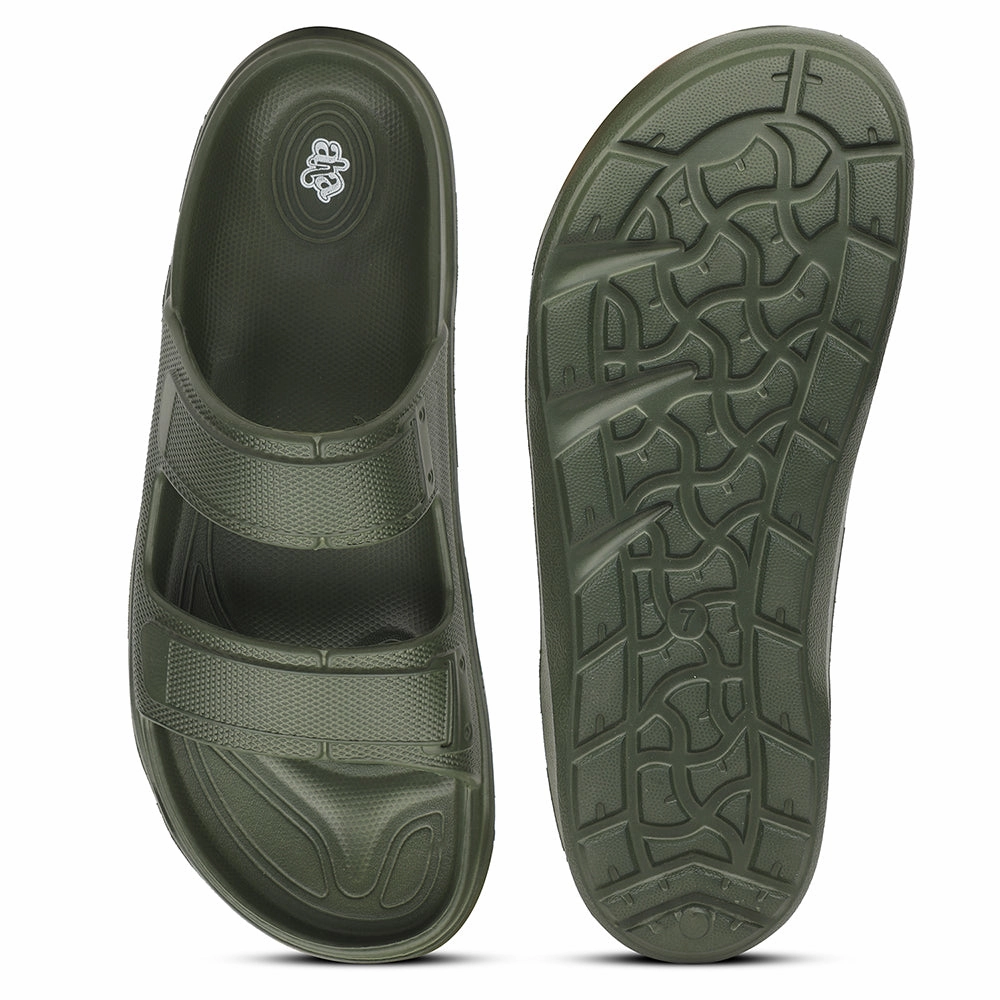 A-HA Olive Green Casual Slides For Men FDL-2 By Liberty