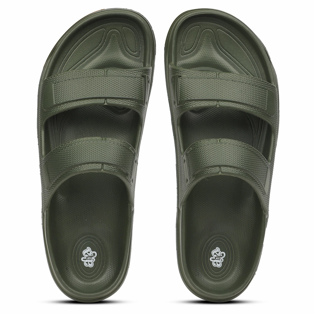 A-HA Olive Green Casual Slides For Men FDL-2 By Liberty
