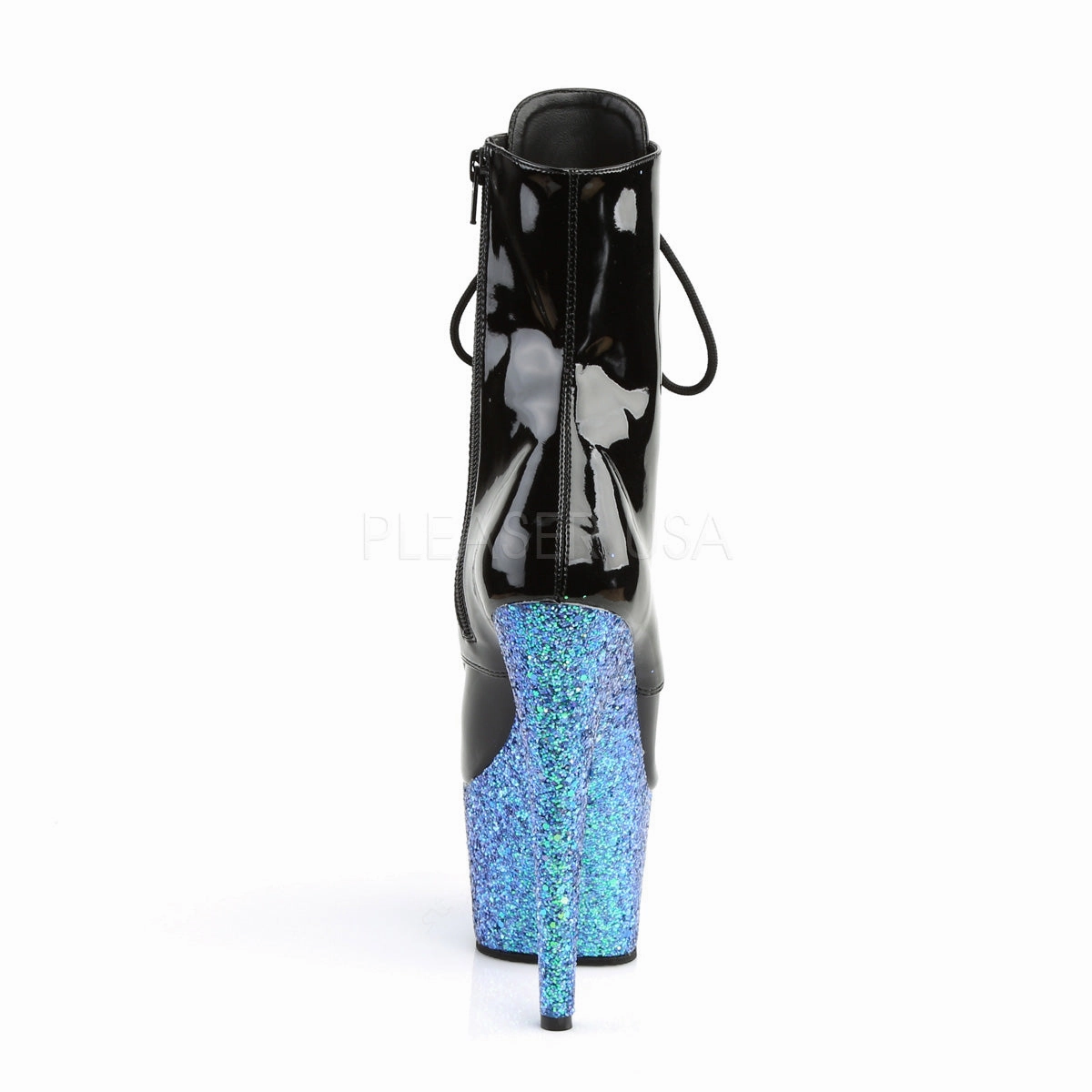 ADORE-1020LG  Black Patent/Blue Multi Glitter