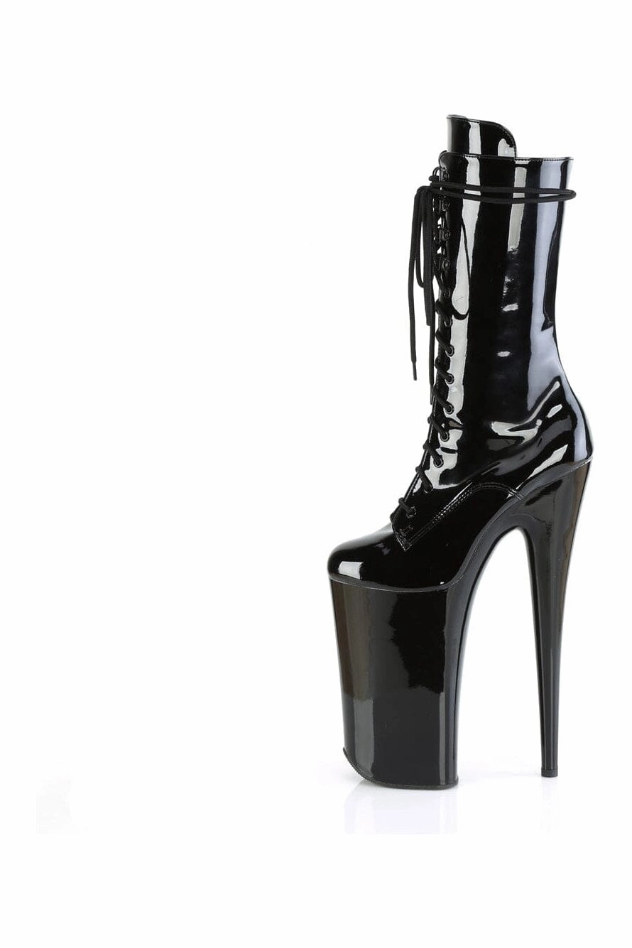 BEYOND-1050 Black Patent Knee Boot