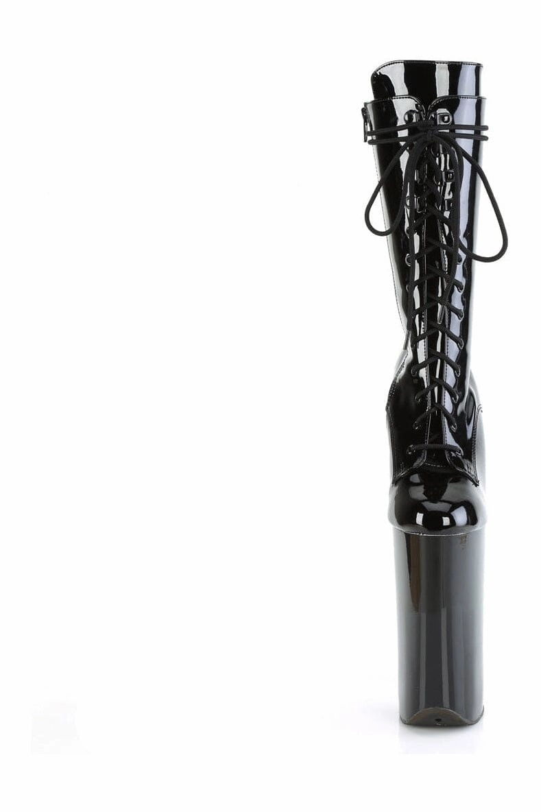 BEYOND-1050 Black Patent Knee Boot