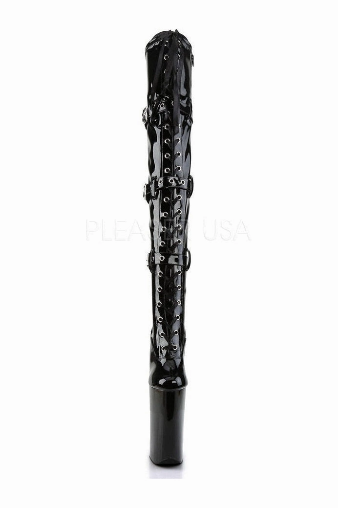 BEYOND-3028 Platform Boot  | Black Patent
