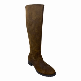 Bixbi Waxed Suede Boots By Donald Pliner In Brown, Size: 6.5