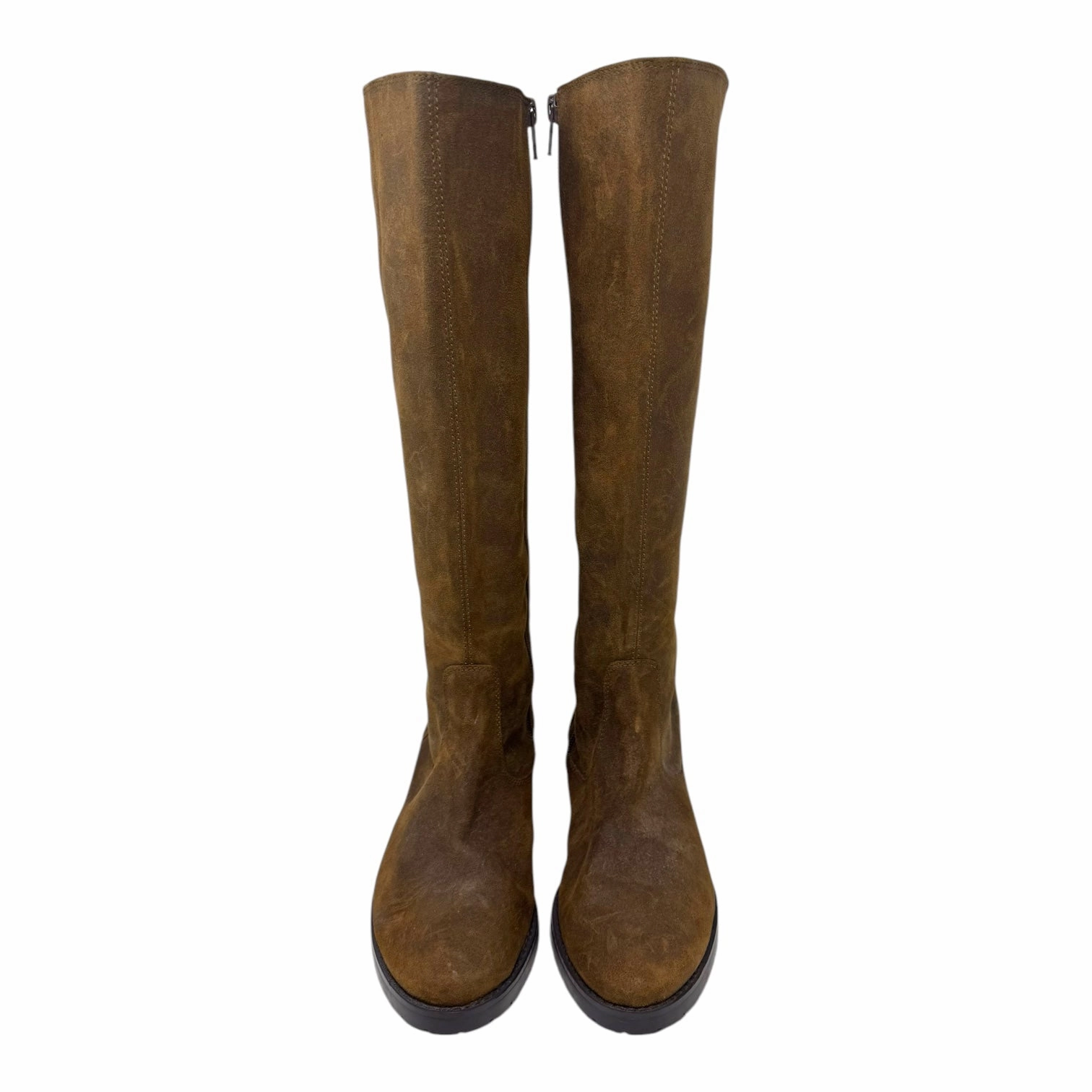 Bixbi Waxed Suede Boots By Donald Pliner In Brown, Size: 6.5