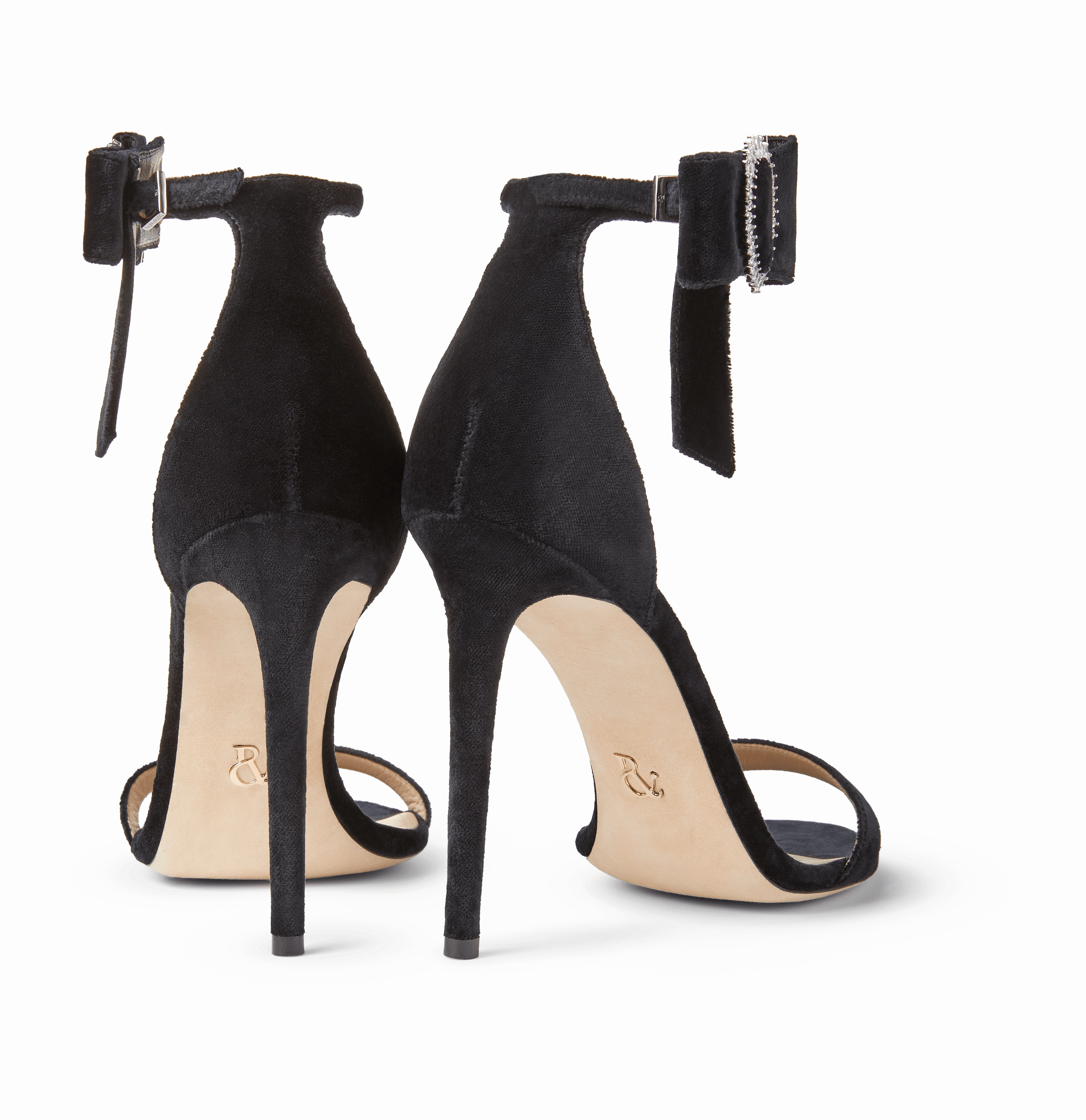 Black Velvet Bow Sandals