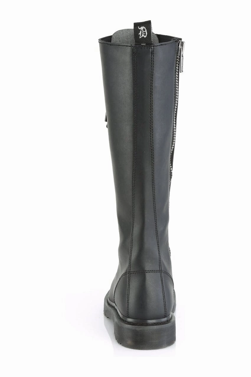 BOLT-400 Black Vegan Leather Knee Boot
