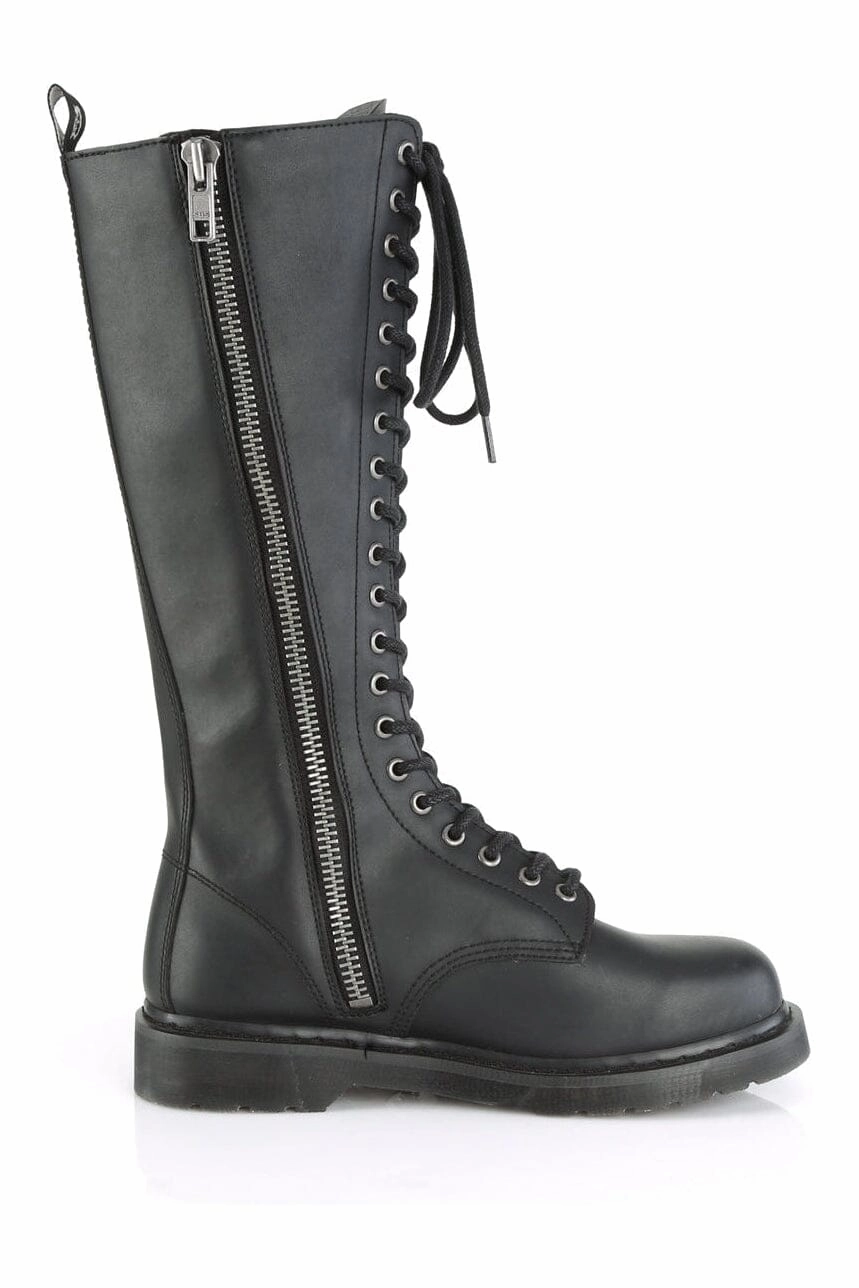 BOLT-400 Black Vegan Leather Knee Boot