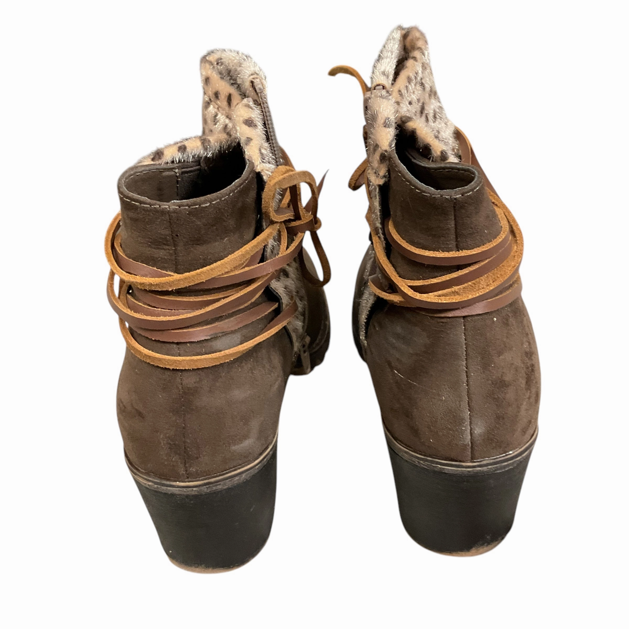 Boots Ankle Heels By Cato In Animal Print, Size: 11