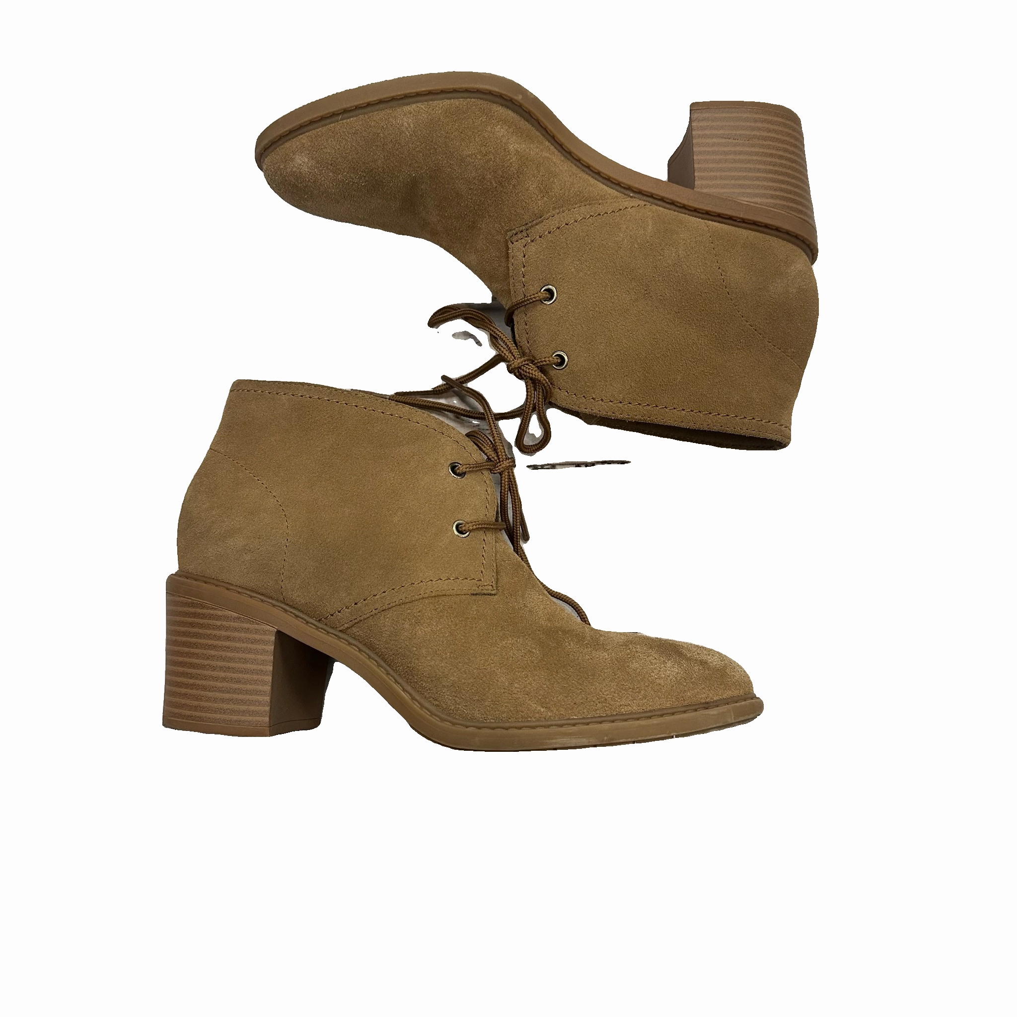 Boots Ankle Heels By Clarks In Brown, Size: 10