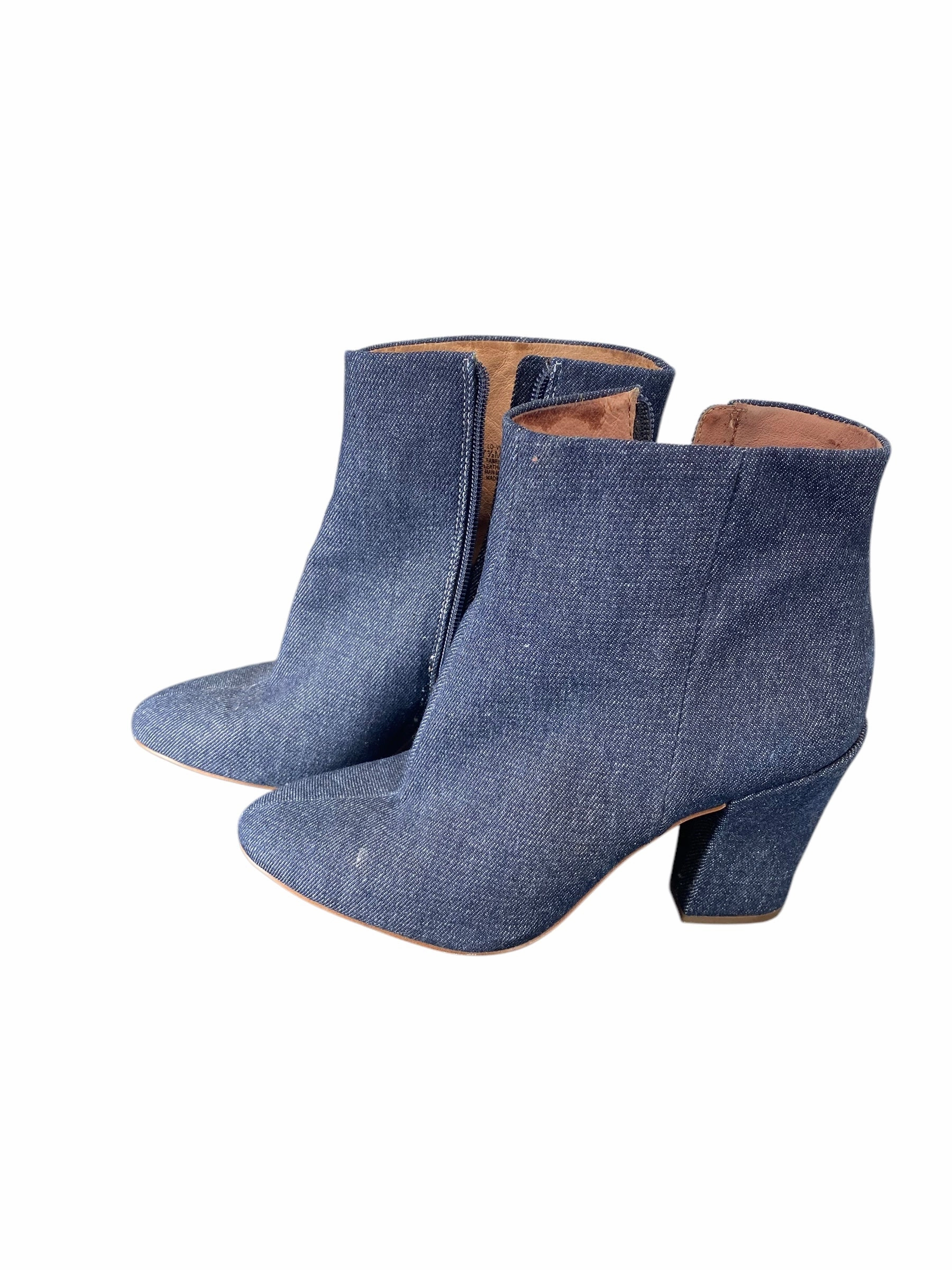 Boots Ankle Heels By Louise Et Cie In Blue Denim, Size: 7.5