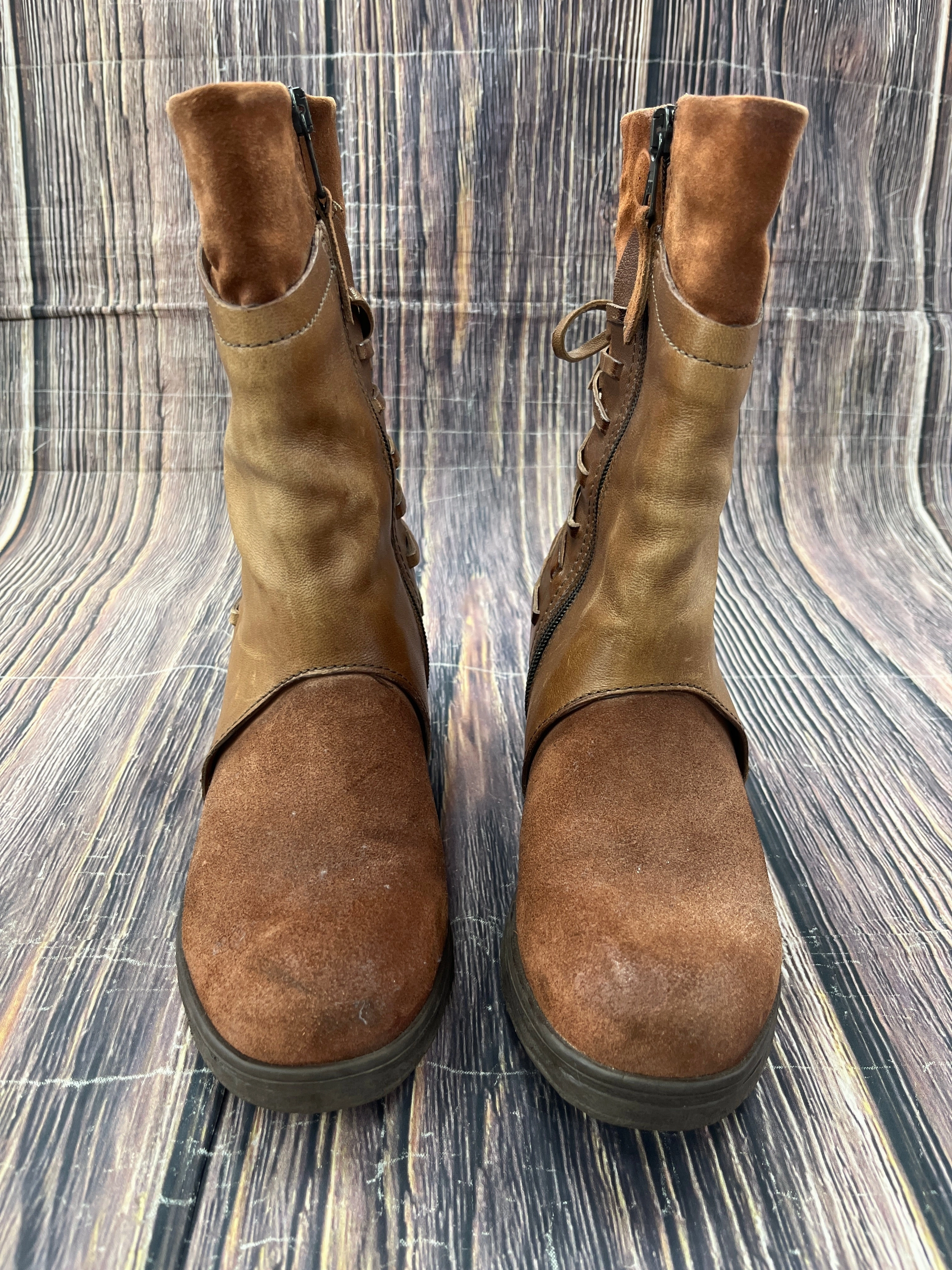 Boots Ankle Heels By Miz Mooz In Rust, Size: 6.5