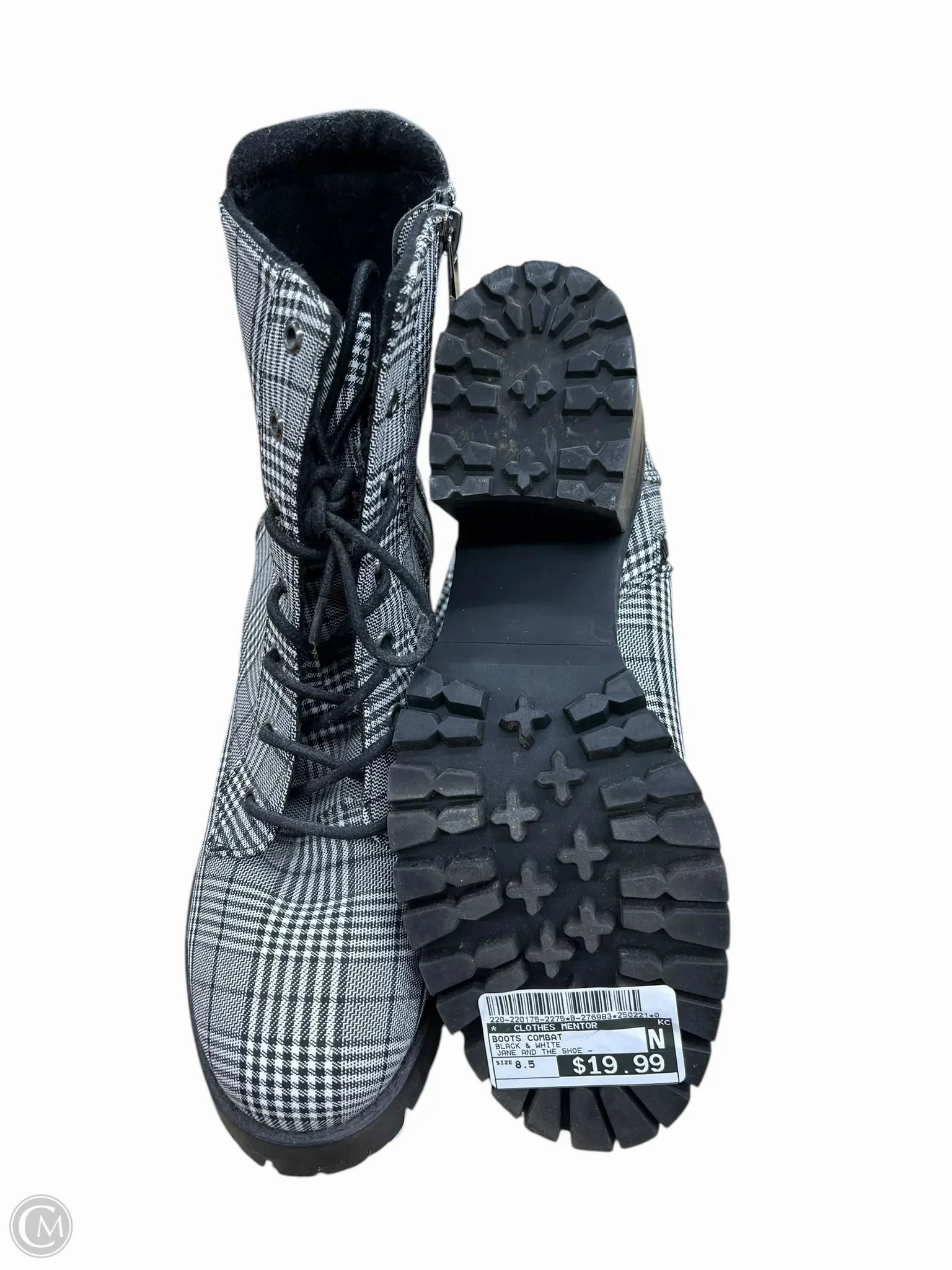 Boots Combat By Clothes Mentor In Black & White, Size: 8.5