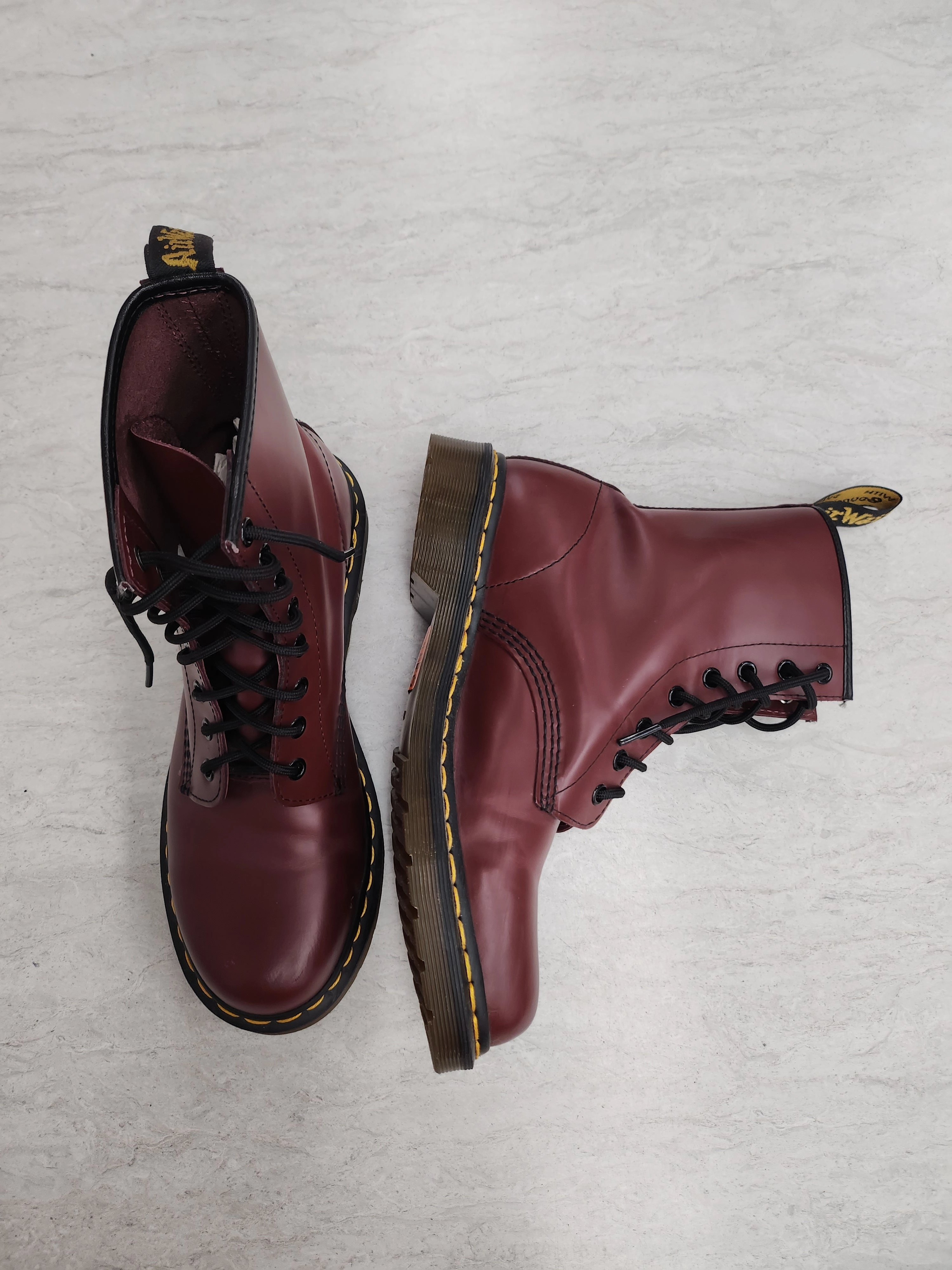 Boots Combat By Dr Martens In Maroon, Size: 9