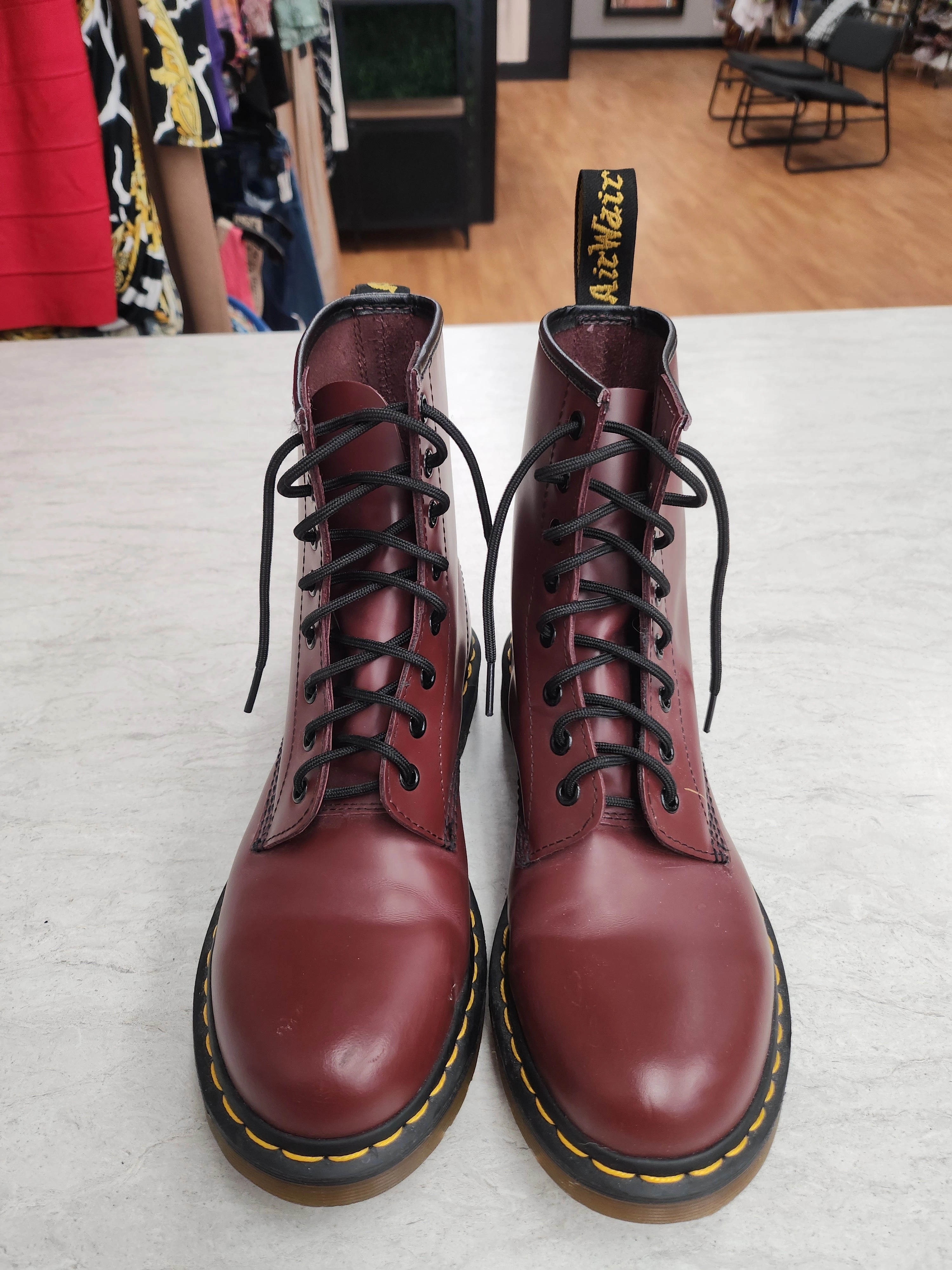 Boots Combat By Dr Martens In Maroon, Size: 9