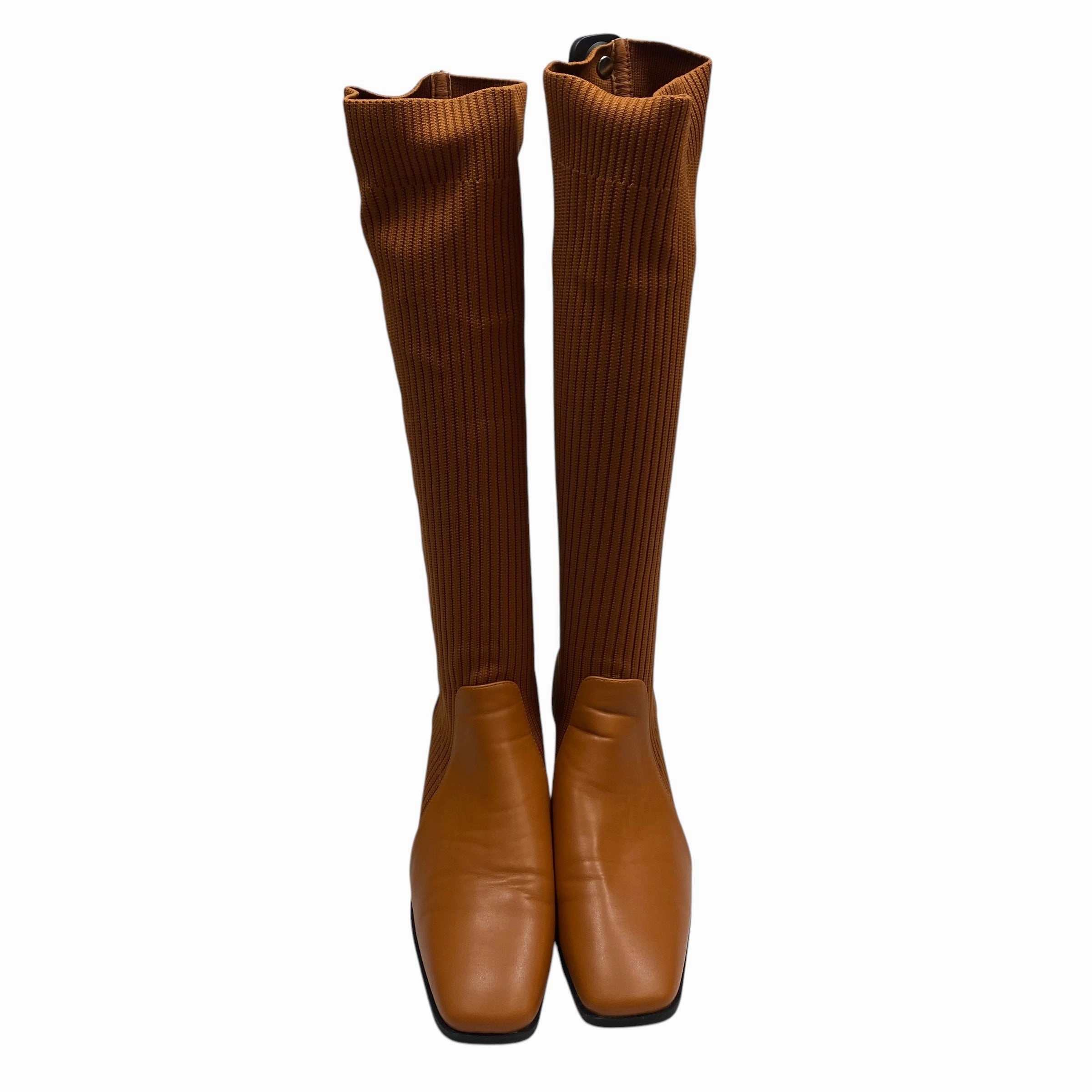 Boots Knee Heels By Cuccoo In Brown, Size: 9.5