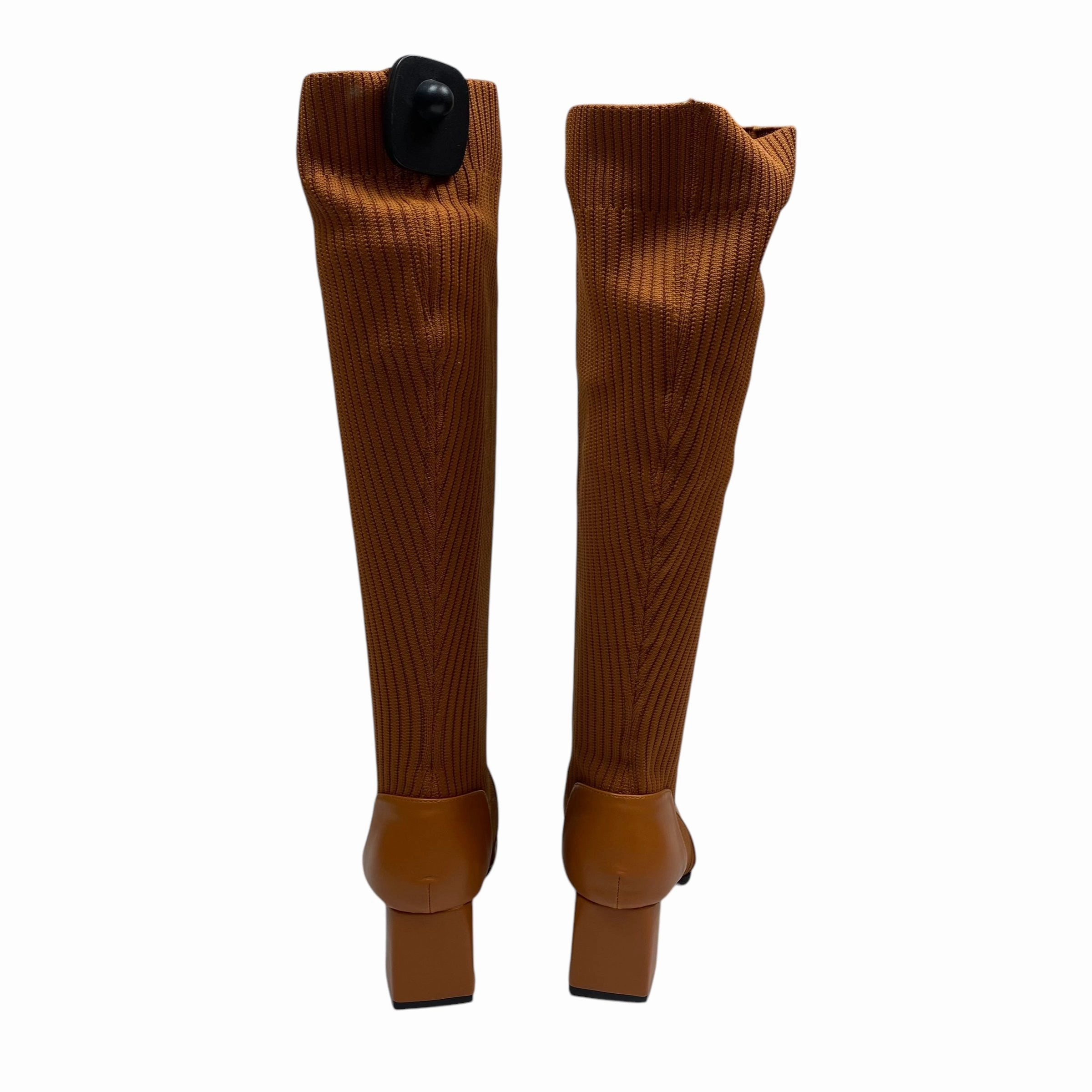 Boots Knee Heels By Cuccoo In Brown, Size: 9.5