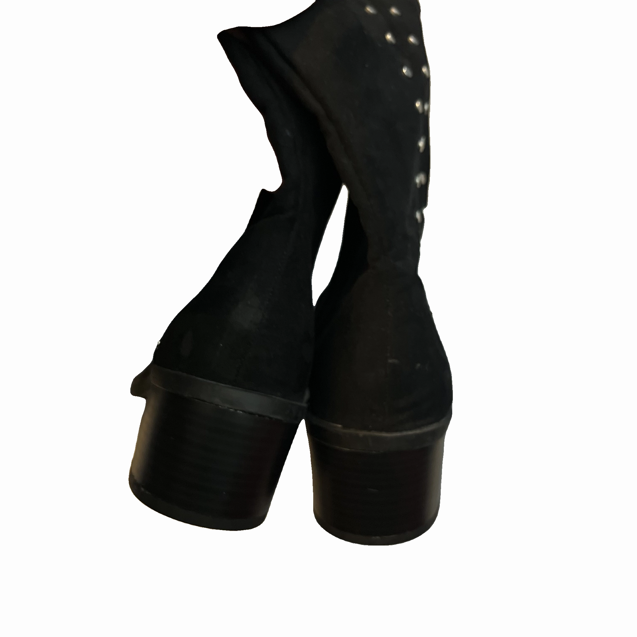 Boots Knee Heels By Fergalicious In Black Silver, Size: 7.5