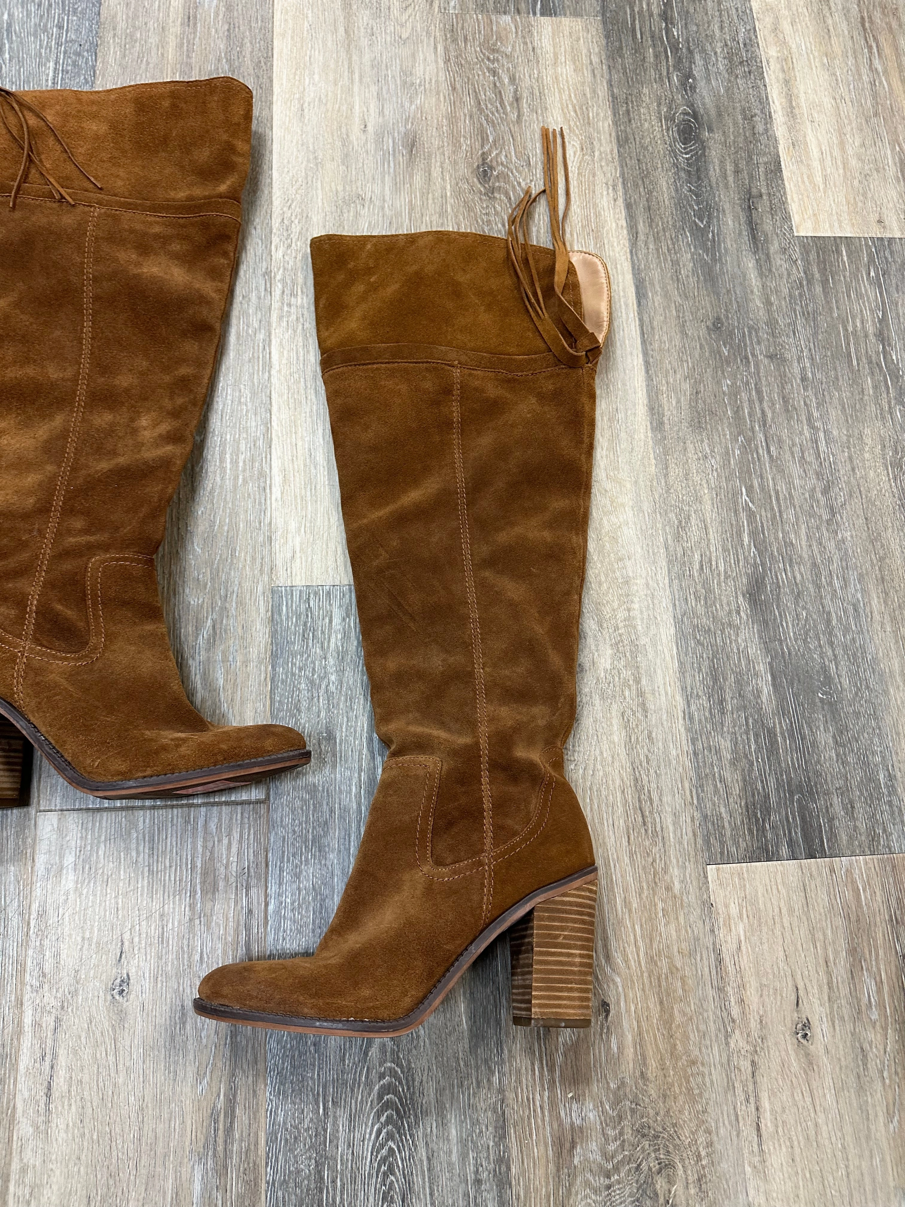 Boots Knee Heels By Franco Sarto In Tan, Size: 9
