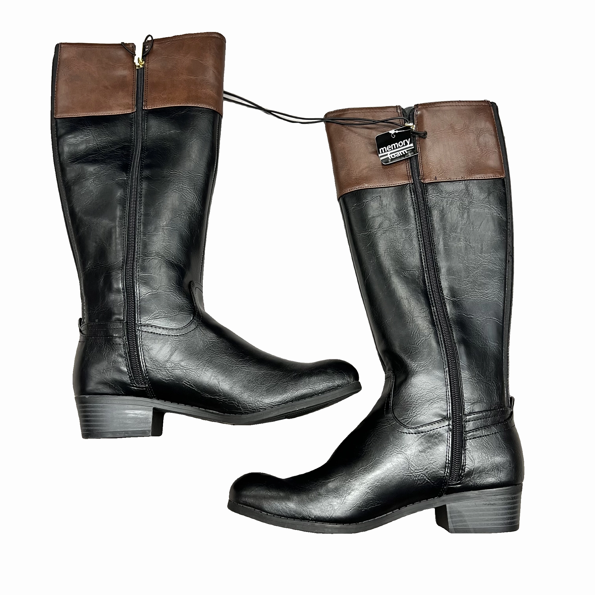 Boots Knee Heels By Liz Claiborne In Black & Brown, Size: 9