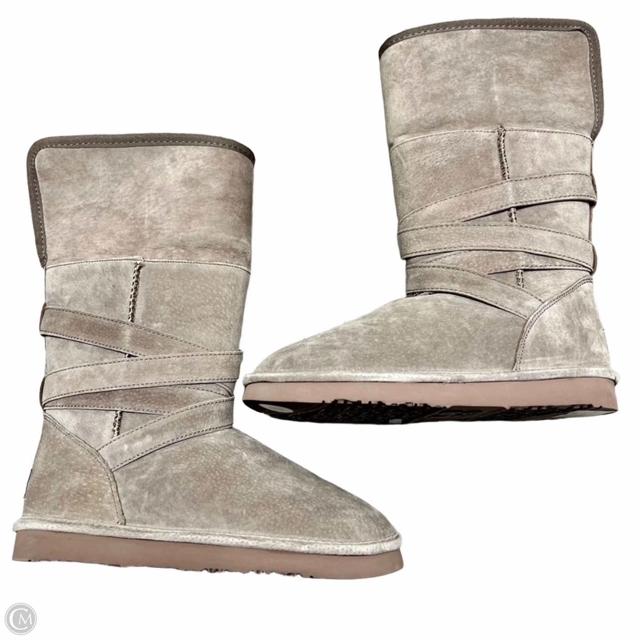 Boots Mid-calf Flats By Lamo In Taupe, Size: 8