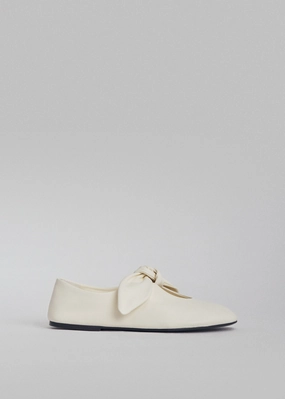 Bow Flat in Nappa Leather - Ivory