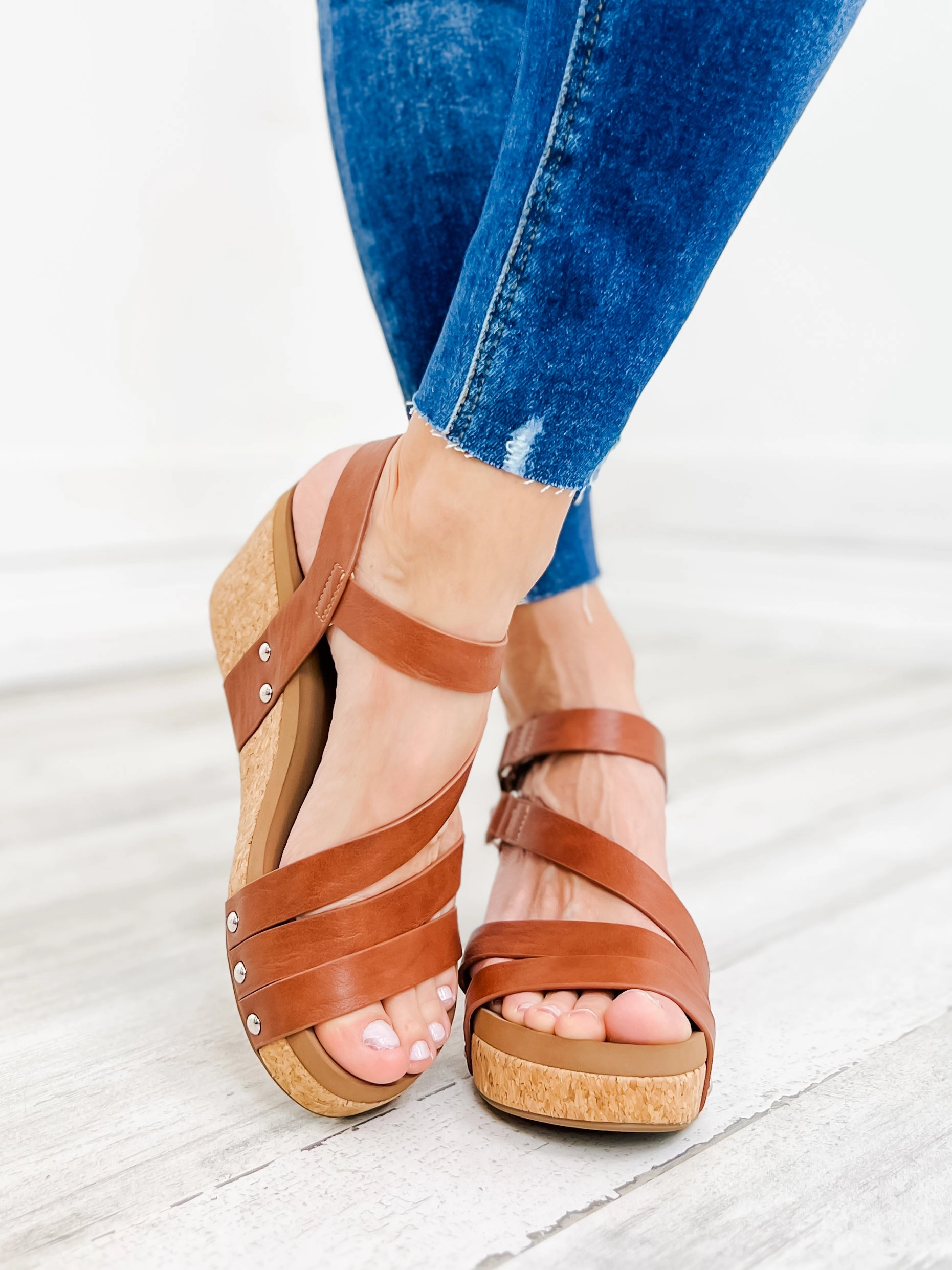 Corky's Giggle Wedge Sandal in Bourban