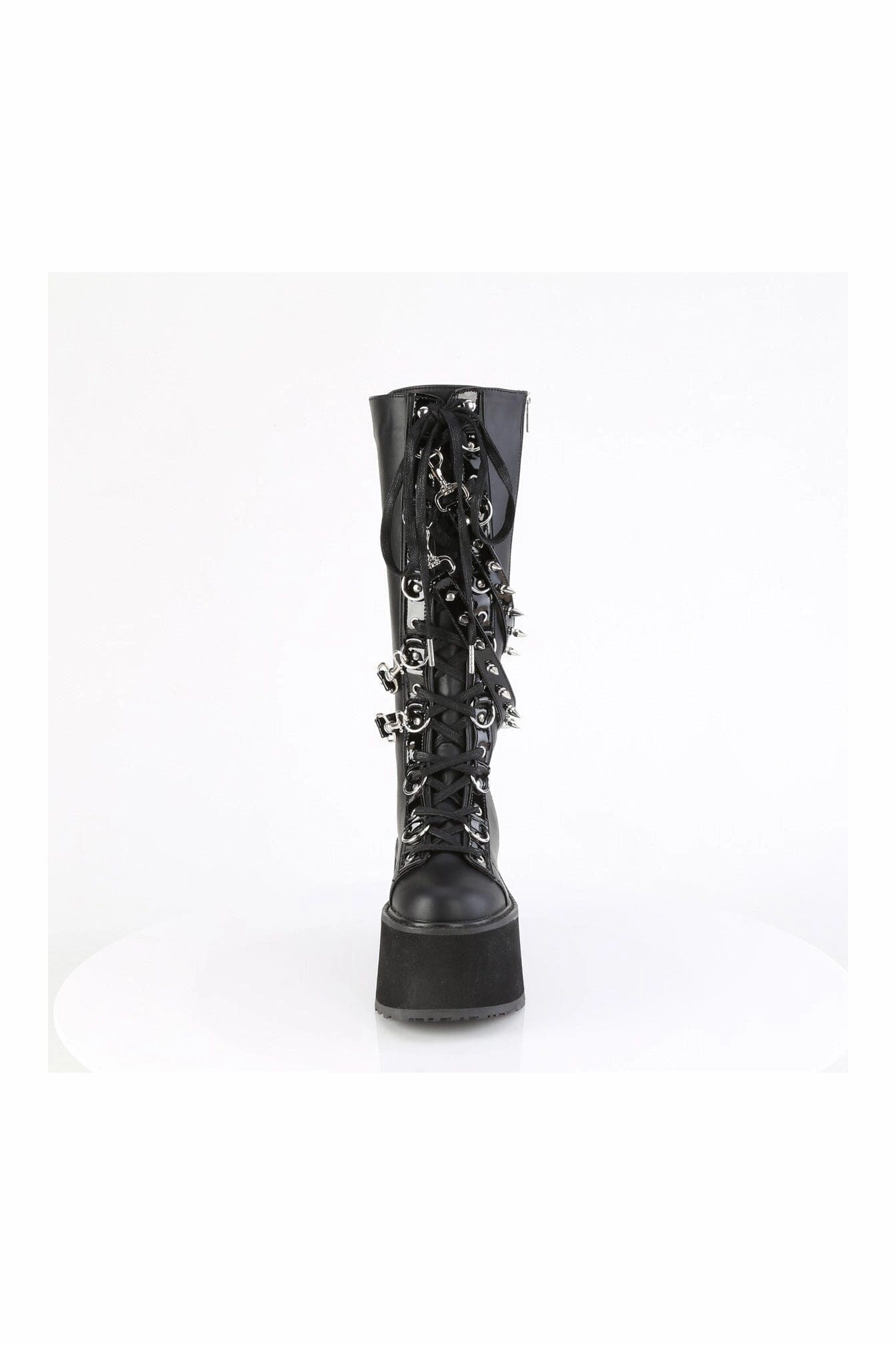 DAMNED-220 Black Vegan Leather Knee Boot