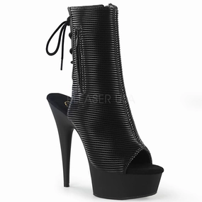 DELIGHT-1018  Black Quilted Faux Leather/Black Matte