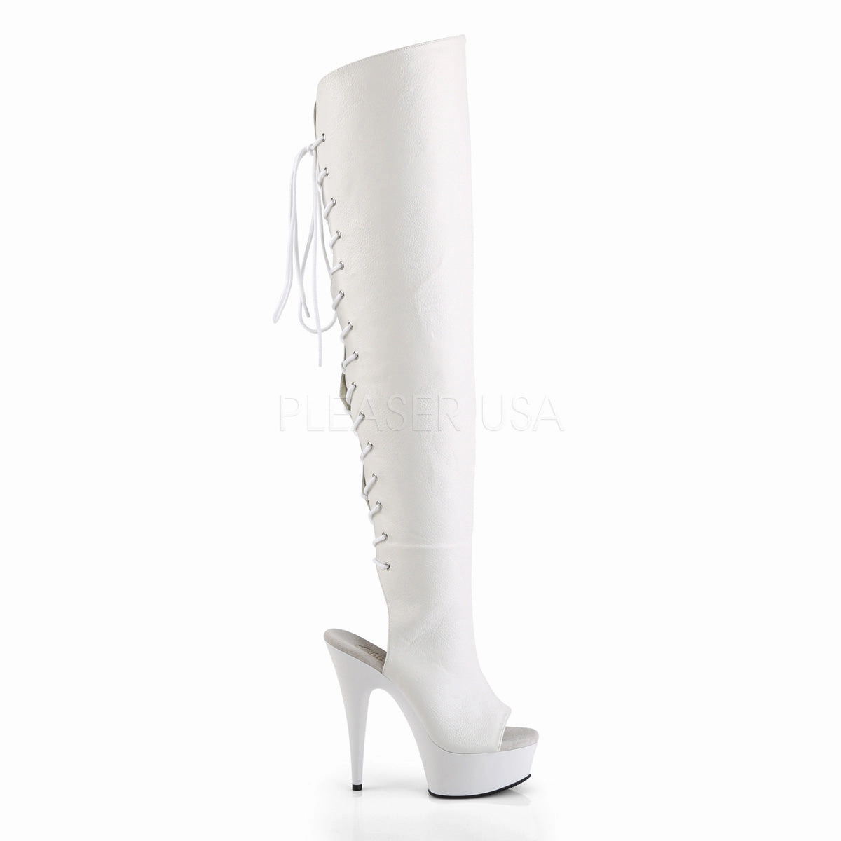 DELIGHT-3019  White Faux Leather/White