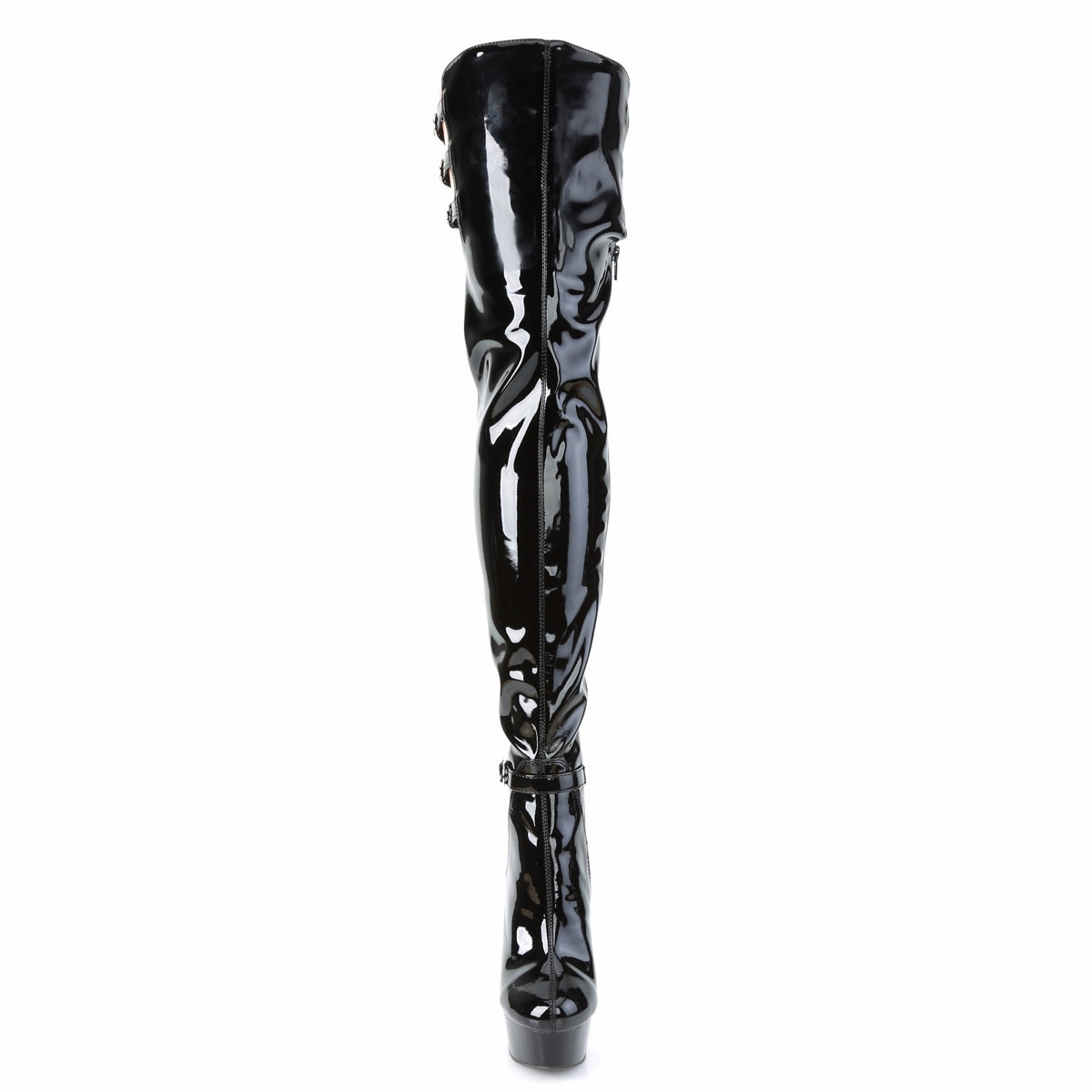 DELIGHT-3055  Black Stretch Patent/Black