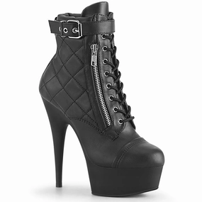 DELIGHT-600-05  Black Faux Leather/Black Matte