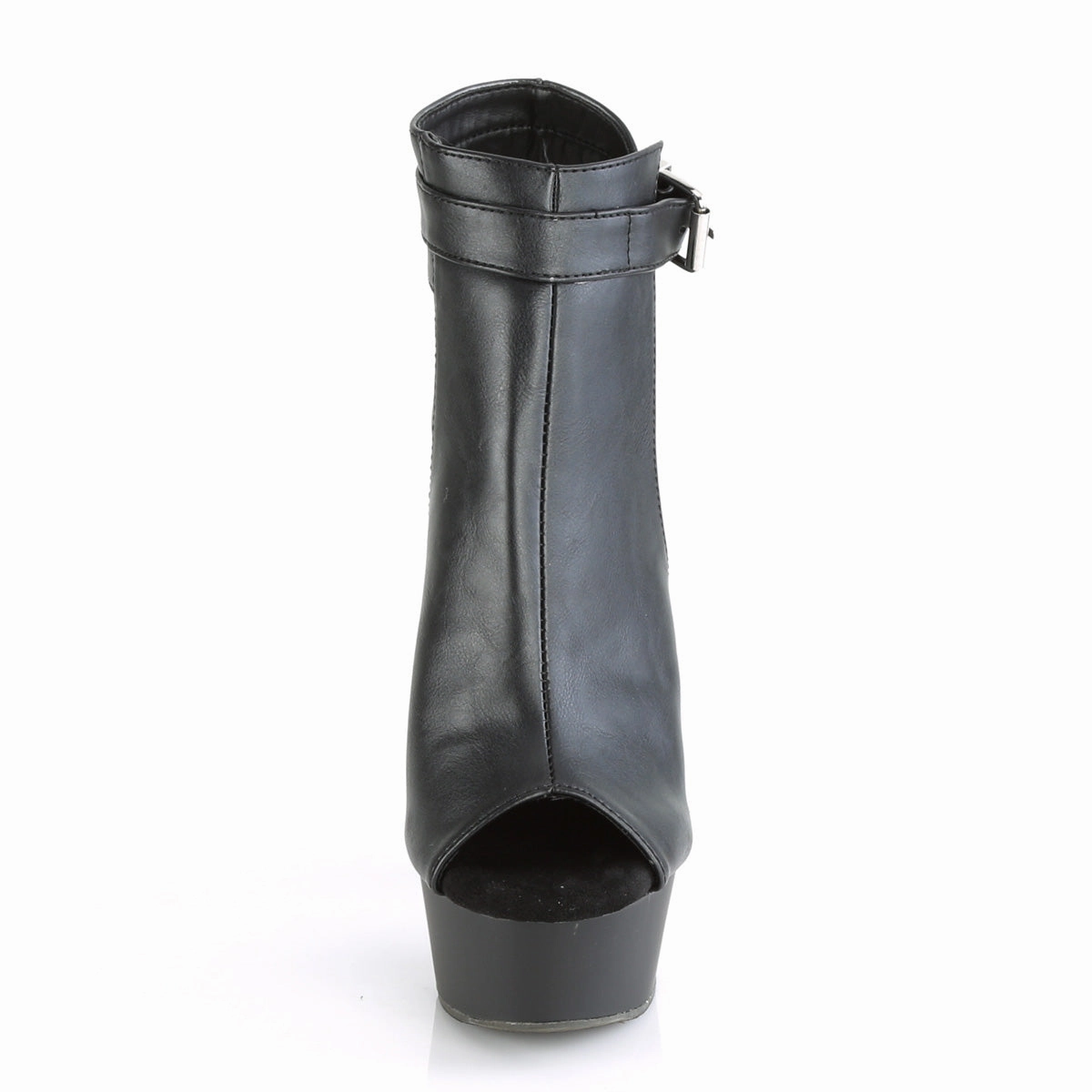 DELIGHT-600-10  Black Faux Leather/Black Matte