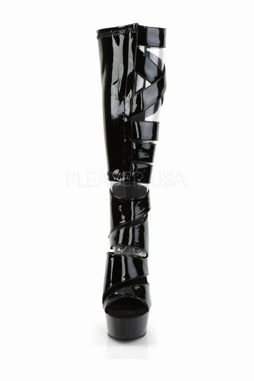 DELIGHT-600-49 Platform Boot  | Black Patent