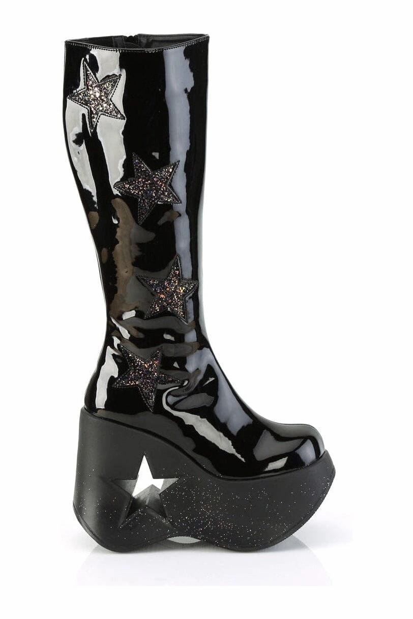 DYNAMITE-218 Black Glitter Knee Boot