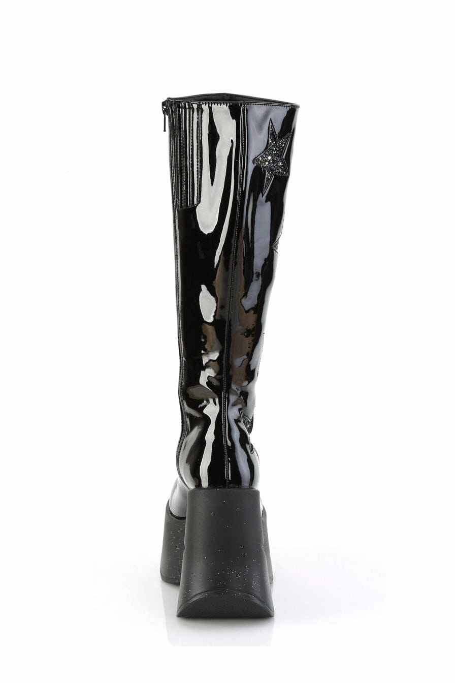 DYNAMITE-218 Black Glitter Knee Boot