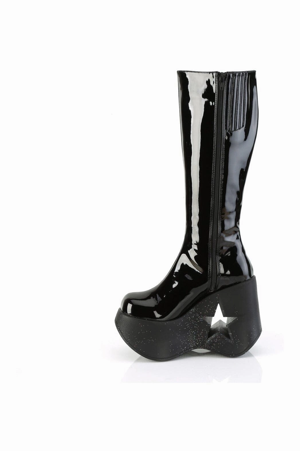 DYNAMITE-218 Black Glitter Knee Boot