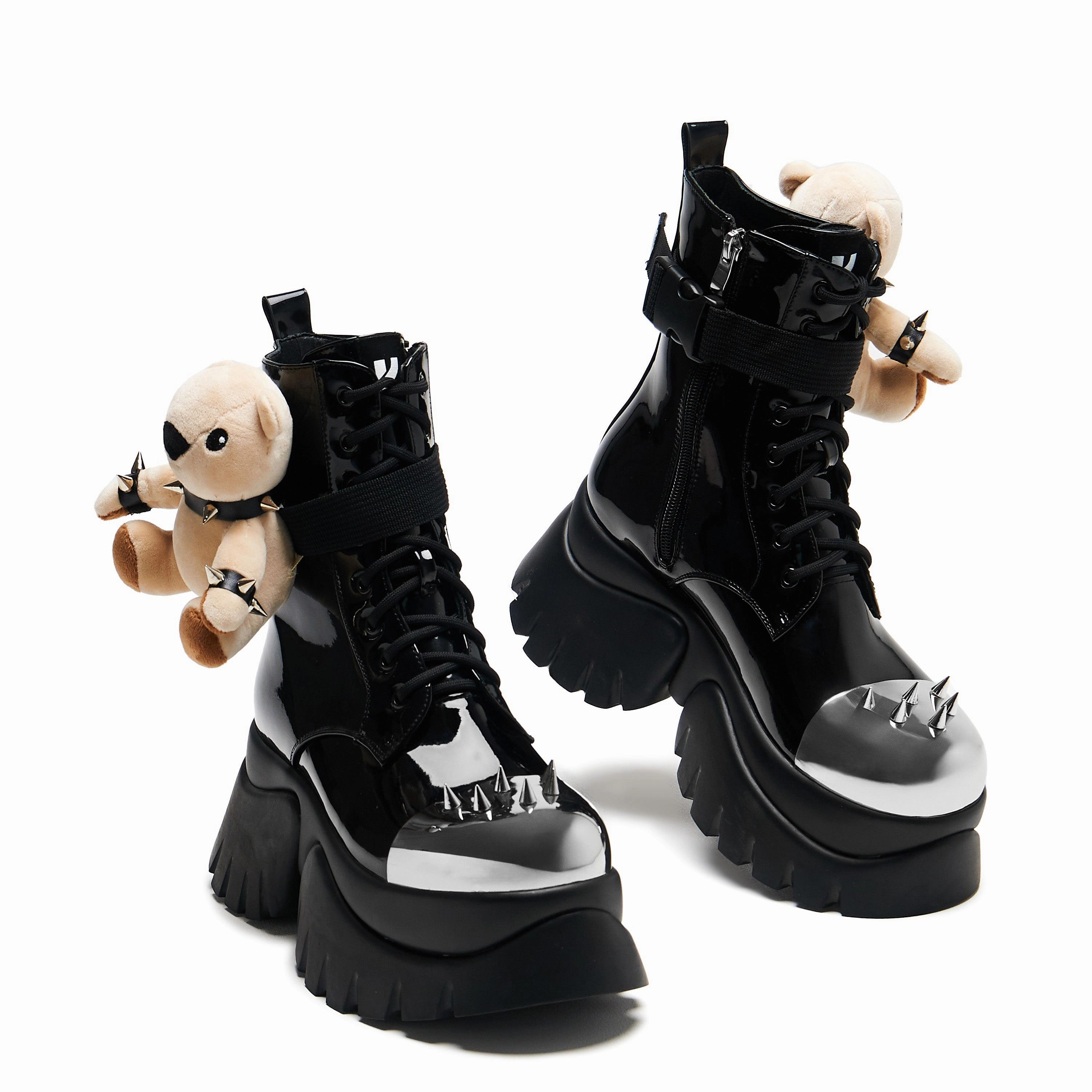 Eddie’s Teddy Platform Spiked Boots - Black