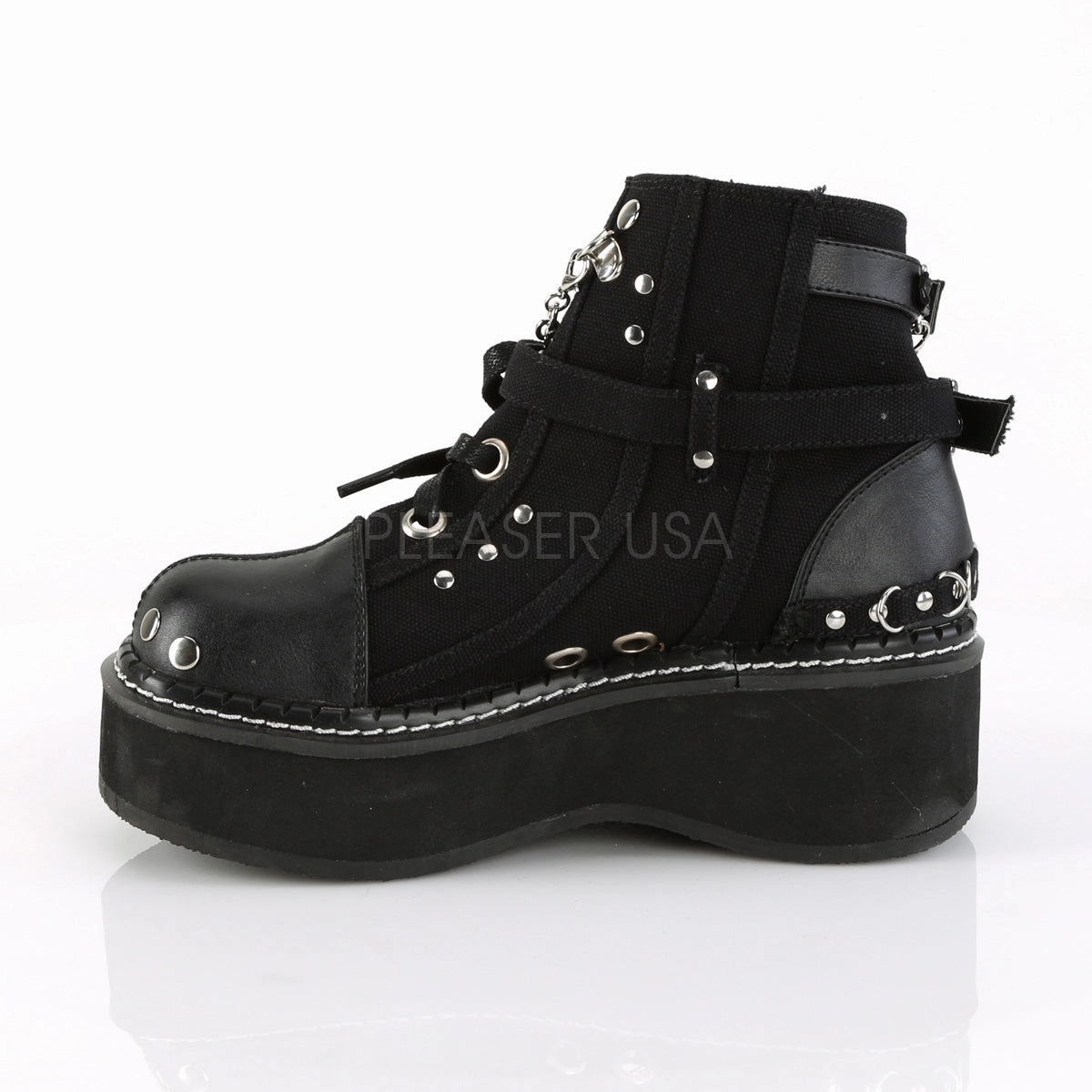 EMILY-317  Black Canvas-Vegan Leather