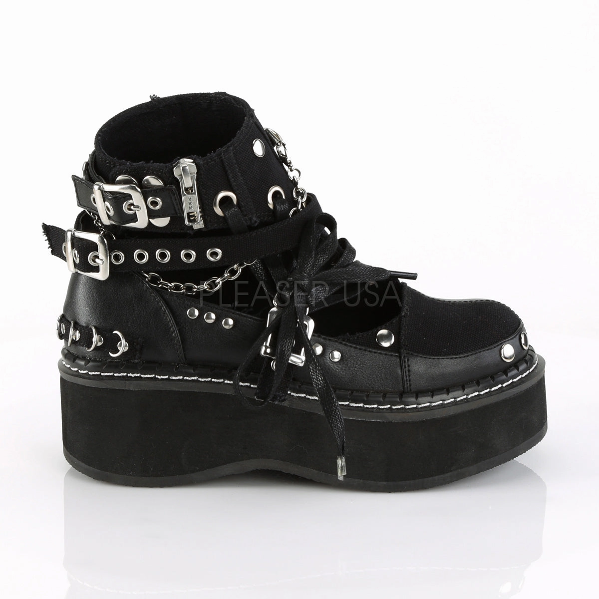 EMILY-317  Black Canvas-Vegan Leather