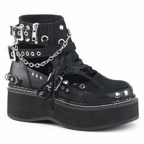 EMILY-317  Black Canvas-Vegan Leather
