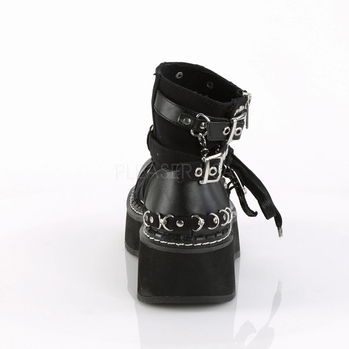 EMILY-317  Black Canvas-Vegan Leather