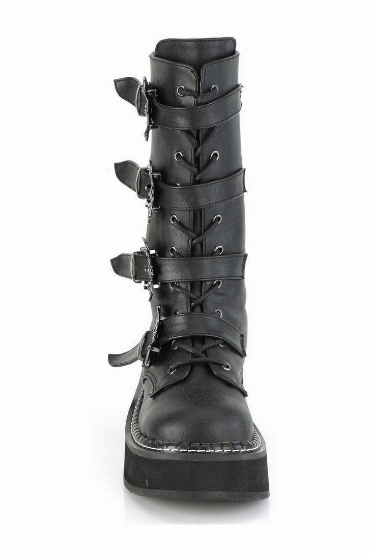 EMILY-322 Knee Boot | Black Faux Leather