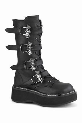 EMILY-322 Knee Boot | Black Faux Leather