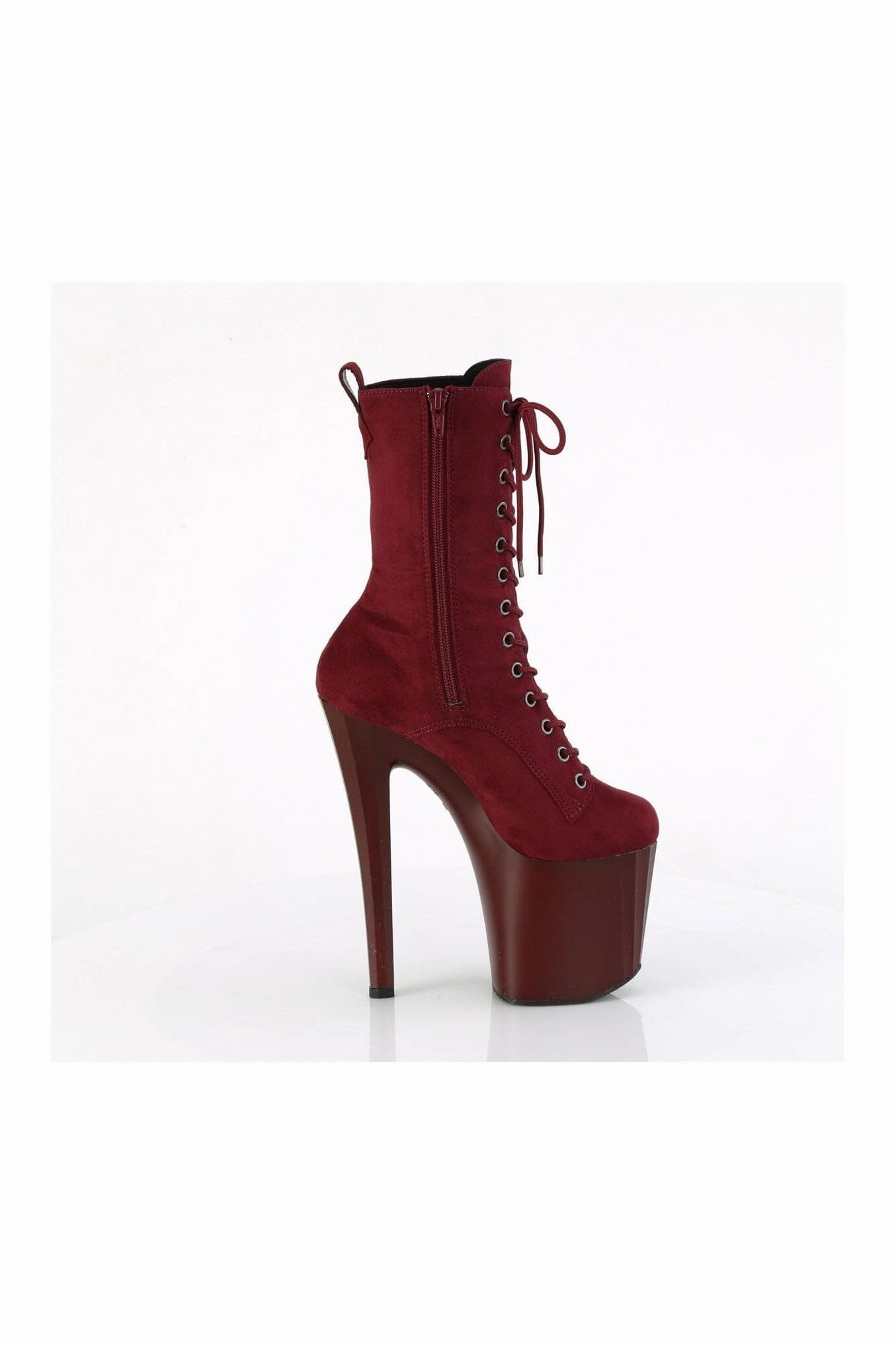 ENCHANT-1040 Burgundy Faux Suede Knee Boot